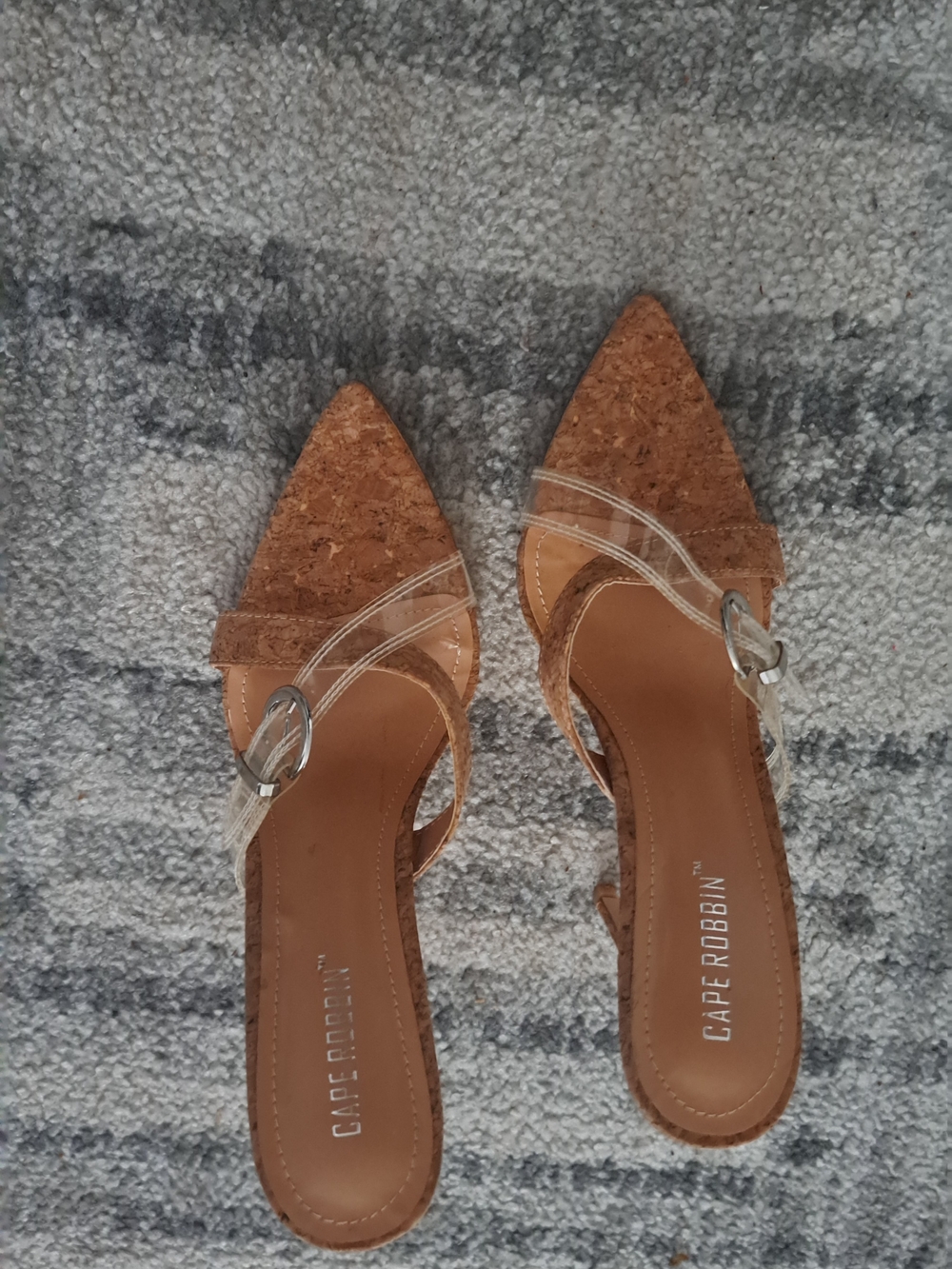 Cape Robbin Tan Cork Pointed Slingback Flats